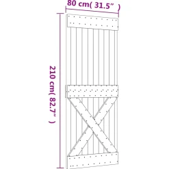 vidaXL Schuifdeur 80 x 210 cm Massief Grenenhout (Niet-Behandeld)