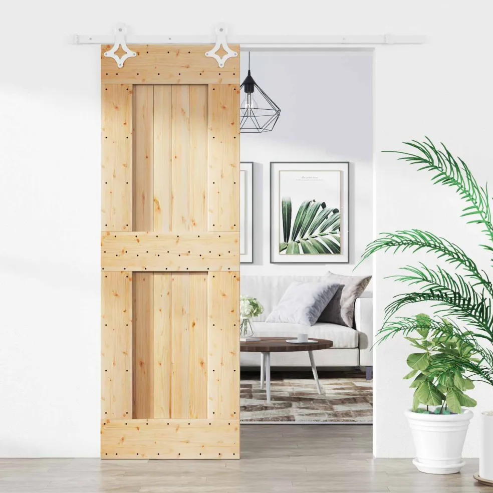 vidaXL Schuifdeur 70 x 210 cm Massief Grenenhout (Niet-Behandeld)