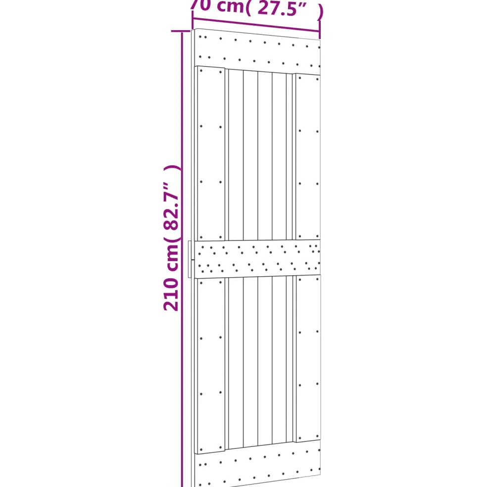 vidaXL Schuifdeur 70 x 210 cm Massief Grenenhout (Niet-Behandeld)