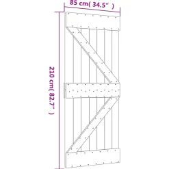 vidaXL Schuifdeur 85 x 210 cm Massief Grenenhout (Niet-Behandeld)