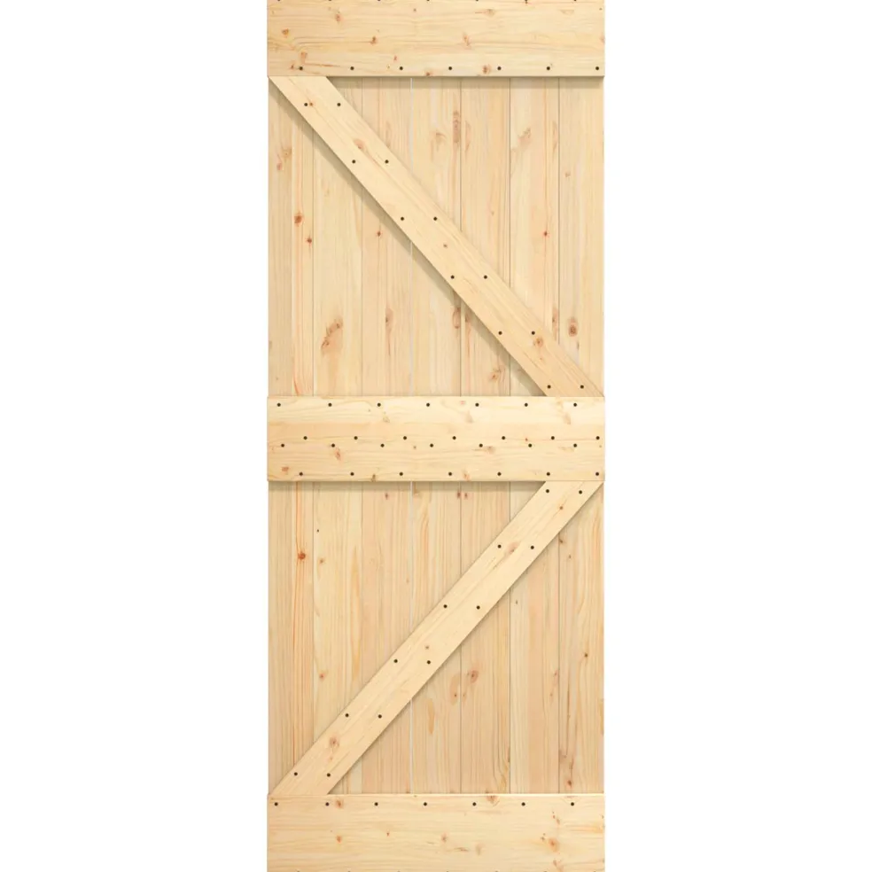 vidaXL Schuifdeur 90 x 210 cm Massief Grenenhout (Niet-Behandeld)