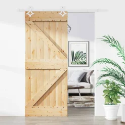 vidaXL Schuifdeur 90 x 210 cm Massief Grenenhout (Niet-Behandeld)