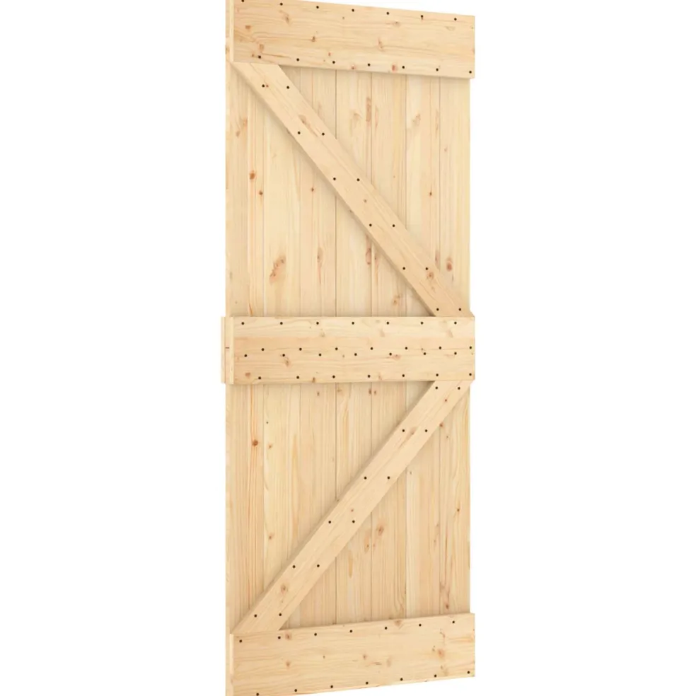 vidaXL Schuifdeur 90 x 210 cm Massief Grenenhout (Niet-Behandeld)