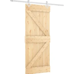 vidaXL Schuifdeur 90 x 210 cm Massief Grenenhout (Niet-Behandeld)