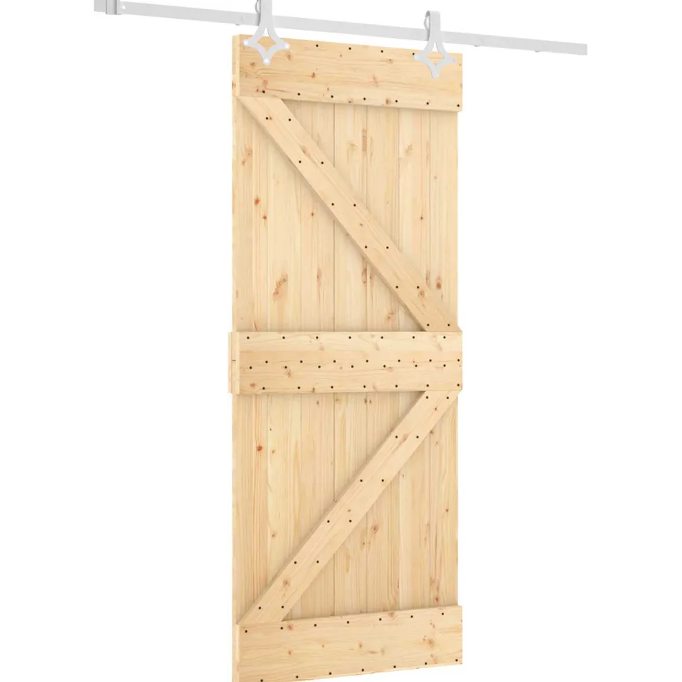 vidaXL Schuifdeur 90 x 210 cm Massief Grenenhout (Niet-Behandeld)