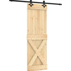 vidaXL Schuifdeur 100 x 210 cm Massief Grenenhout (Niet-Behandeld)