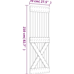 vidaXL Schuifdeur 100 x 210 cm Massief Grenenhout (Niet-Behandeld)