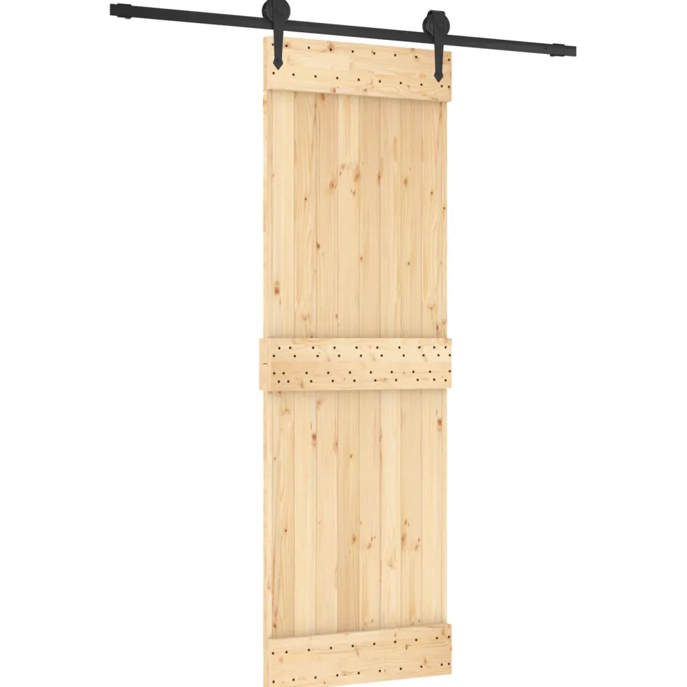 vidaXL Schuifdeur 85 x 210 cm Massief Grenenhout (Niet-Behandeld)