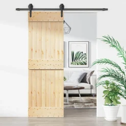 vidaXL Schuifdeur 85 x 210 cm Massief Grenenhout (Niet-Behandeld)