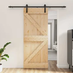 vidaXL Schuifdeur 85 x 210 cm Massief Grenenhout (Niet-Behandeld)