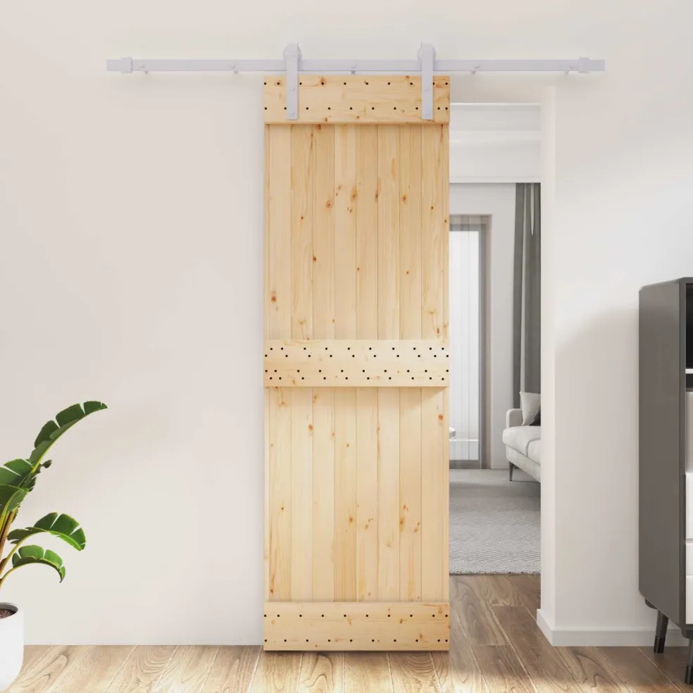 vidaXL Schuifdeur 80 x 208 cm Massief grenenhout Naturel