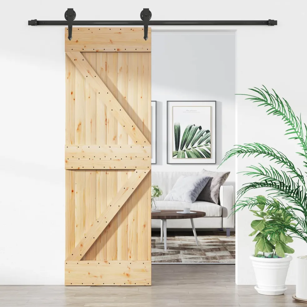 vidaXL Schuifdeur 70 x 210 cm Massief Grenenhout (Niet-Behandeld)
