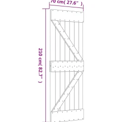 vidaXL Schuifdeur 70 x 210 cm Massief Grenenhout (Niet-Behandeld)