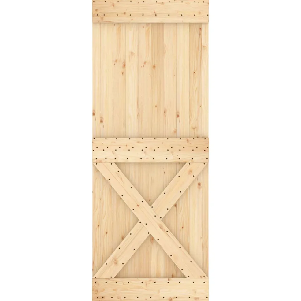 vidaXL Schuifdeur 80 x 210 cm Massief Grenenhout (Niet-Behandeld)