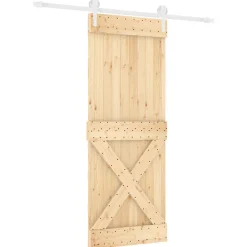 vidaXL Schuifdeur 80 x 210 cm Massief Grenenhout (Niet-Behandeld)