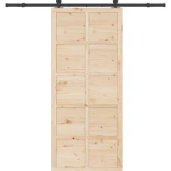 vidaXL Schuifdeur 100 x 208 cm Massief grenenhout Naturel