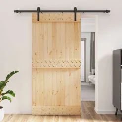 vidaXL Schuifdeur 100 x 210 cm Massief Grenenhout (Niet-Behandeld)