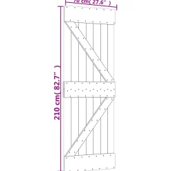 vidaXL Schuifdeur 70 x 210 cm Massief Grenenhout (Niet-Behandeld)