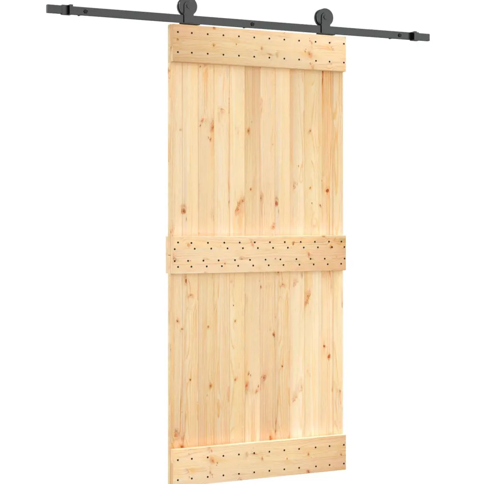 vidaXL Schuifdeur 90 x 210 cm Massief Grenenhout (Niet-Behandeld)