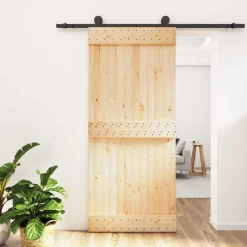 vidaXL Schuifdeur 90 x 210 cm Massief Grenenhout (Niet-Behandeld)