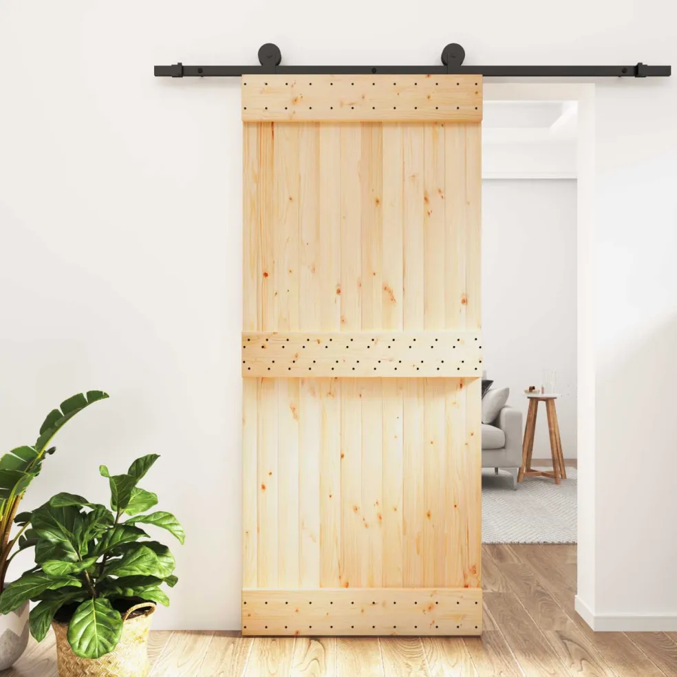 vidaXL Schuifdeur 90 x 210 cm Massief Grenenhout (Niet-Behandeld)