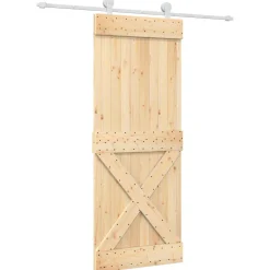 vidaXL Schuifdeur 80 x 210 cm Massief Grenenhout (Niet-Behandeld)