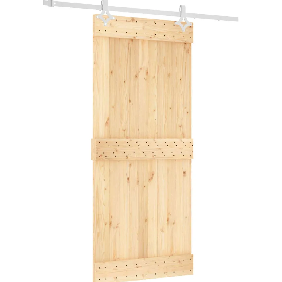 vidaXL Schuifdeur 90 x 210 cm Massief Grenenhout (Niet-Behandeld)