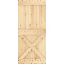 vidaXL Schuifdeur 90 x 210 cm Massief Grenenhout (Niet-Behandeld)