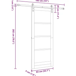vidaXL Schuifdeur 83 x 202 cm Massief grenenhout Wit en zwart