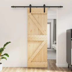 vidaXL Schuifdeur 100 x 210 cm Massief Grenenhout (Niet-Behandeld)