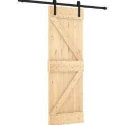 vidaXL Schuifdeur 100 x 210 cm Massief Grenenhout (Niet-Behandeld)