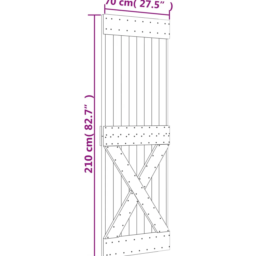 vidaXL Schuifdeur 95 x 210 cm Massief Grenenhout (Niet-Behandeld)