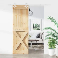 vidaXL Schuifdeur 95 x 210 cm Massief Grenenhout (Niet-Behandeld)