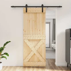 vidaXL Schuifdeur 80 x 210 cm Massief Grenenhout (Niet-Behandeld)
