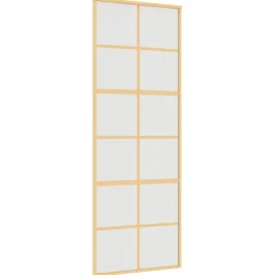 vidaXL Schuifdeur 76x205 cm mat ESG-glas en aluminium goudkleurig