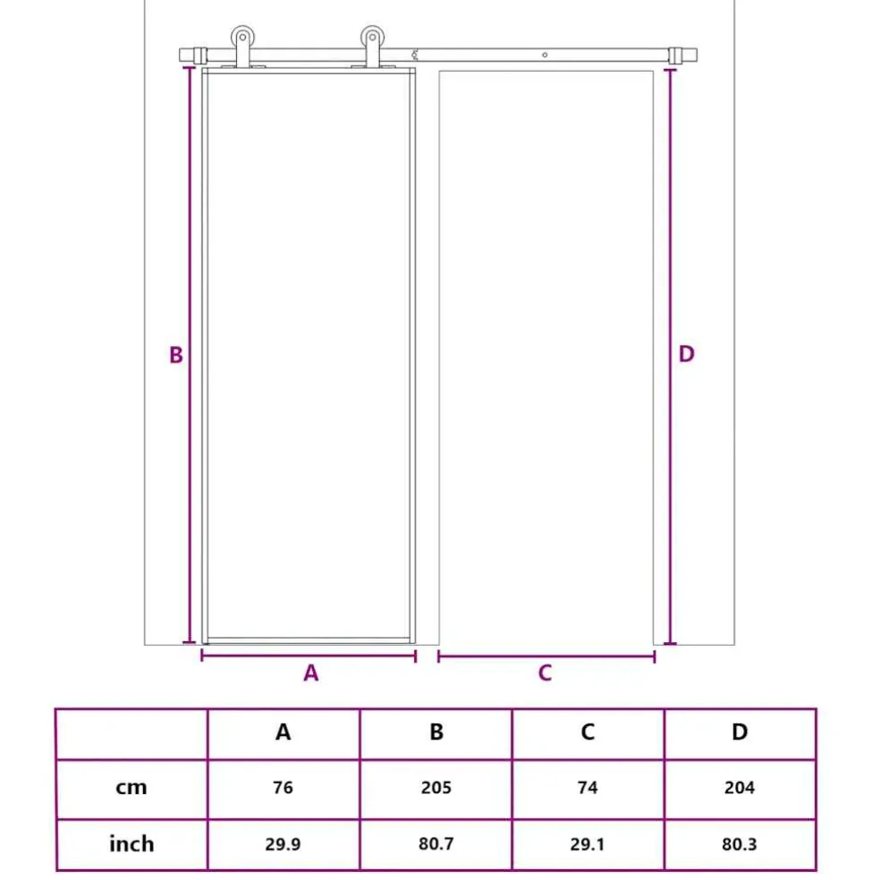 vidaXL Schuifdeur 76x205 cm mat ESG-glas en aluminium goudkleurig