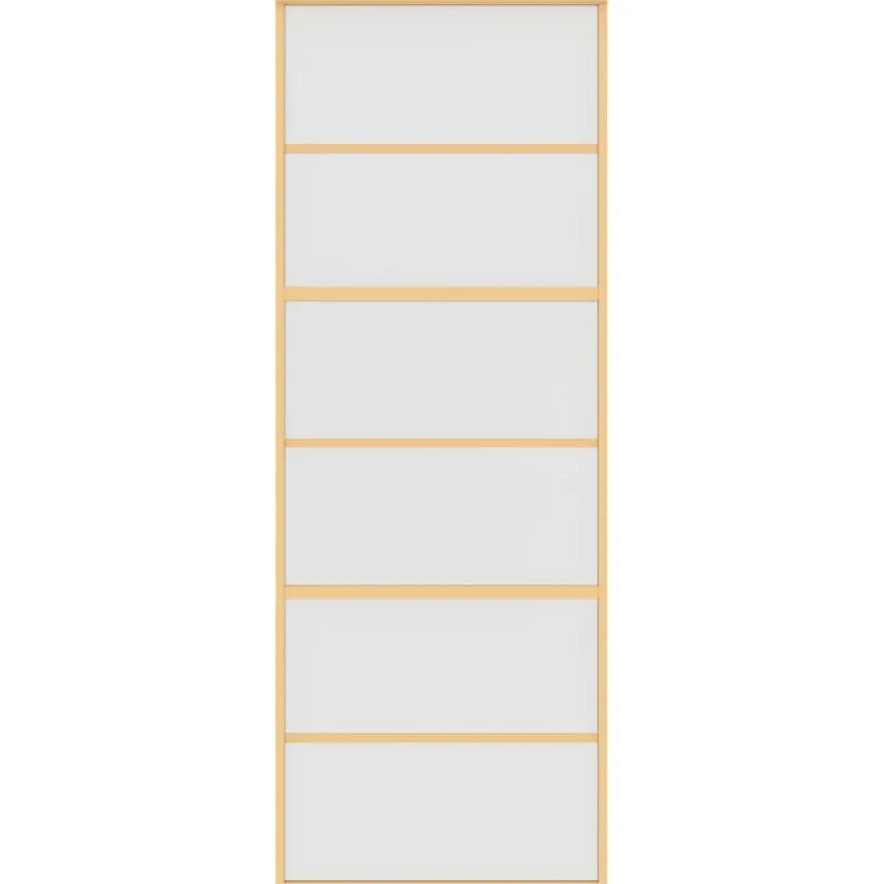 vidaXL Schuifdeur 76x205 cm mat ESG-glas en aluminium goudkleurig
