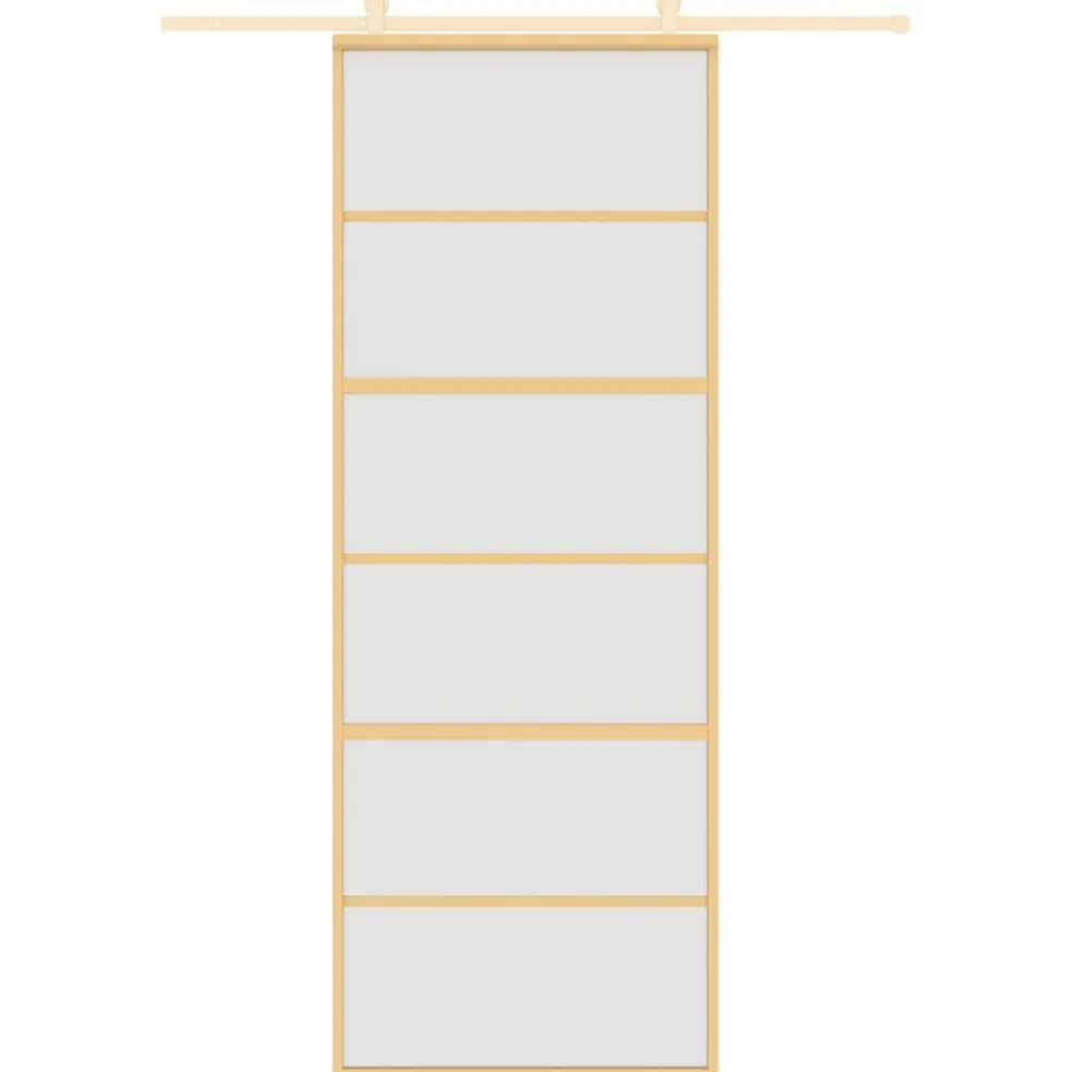 vidaXL Schuifdeur 76x205 cm mat ESG-glas en aluminium goudkleurig