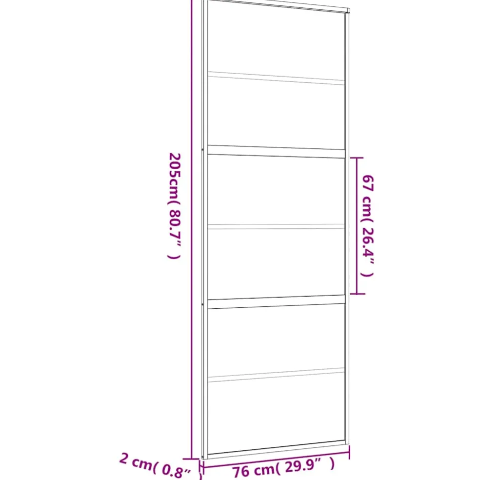 vidaXL Schuifdeur 76x205 cm mat ESG-glas en aluminium goudkleurig