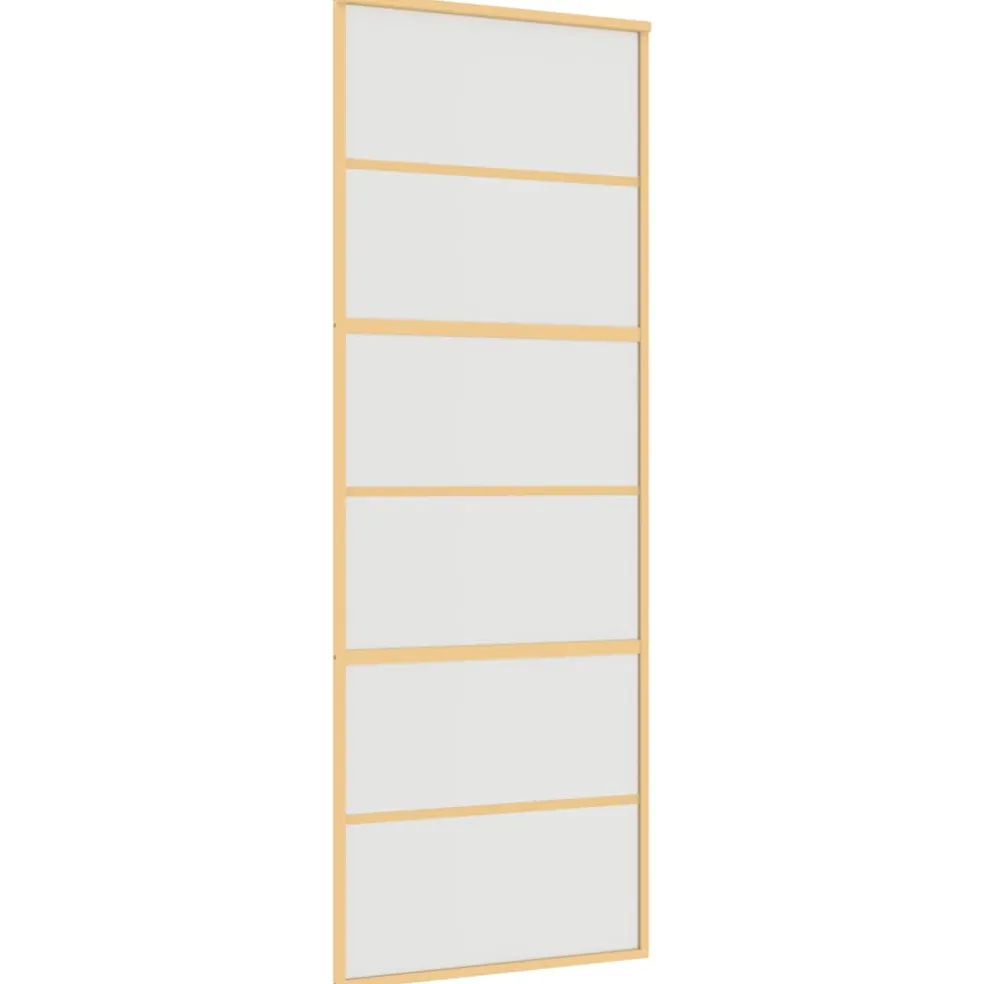 vidaXL Schuifdeur 76x205 cm mat ESG-glas en aluminium goudkleurig