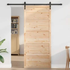 vidaXL Schuifdeur 100 x 2,5 x 208 cm Massief grenenhout Naturel