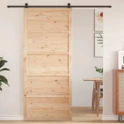 vidaXL Schuifdeur 100 x 2,5 x 208 cm Massief grenenhout Naturel