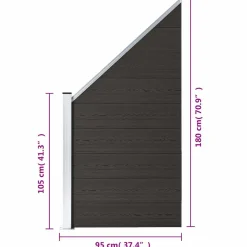 vidaXL Schuttingpaneel 95x(105-180) cm HKC zwart