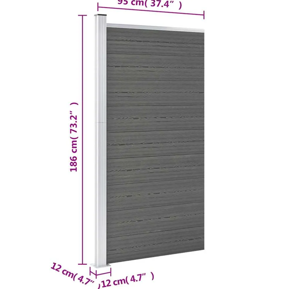 vidaXL Schuttingpaneel 95x186 cm HKC grijs