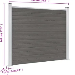 vidaXL Schuttingpaneel 180x146 cm HKC grijs