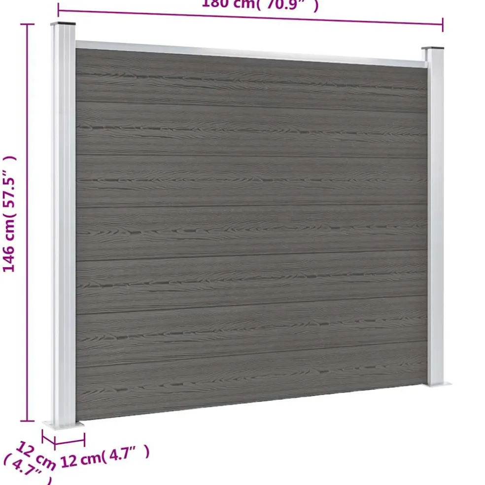 vidaXL Schuttingpaneel 180x146 cm HKC grijs