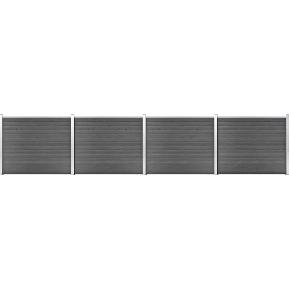 vidaXL Schuttingpanelenset 699x146 cm HKC zwart