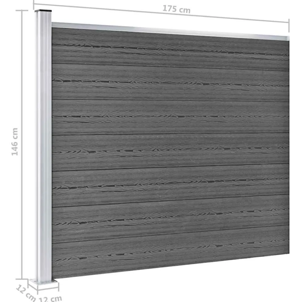 vidaXL Schuttingpanelenset 699x146 cm HKC zwart
