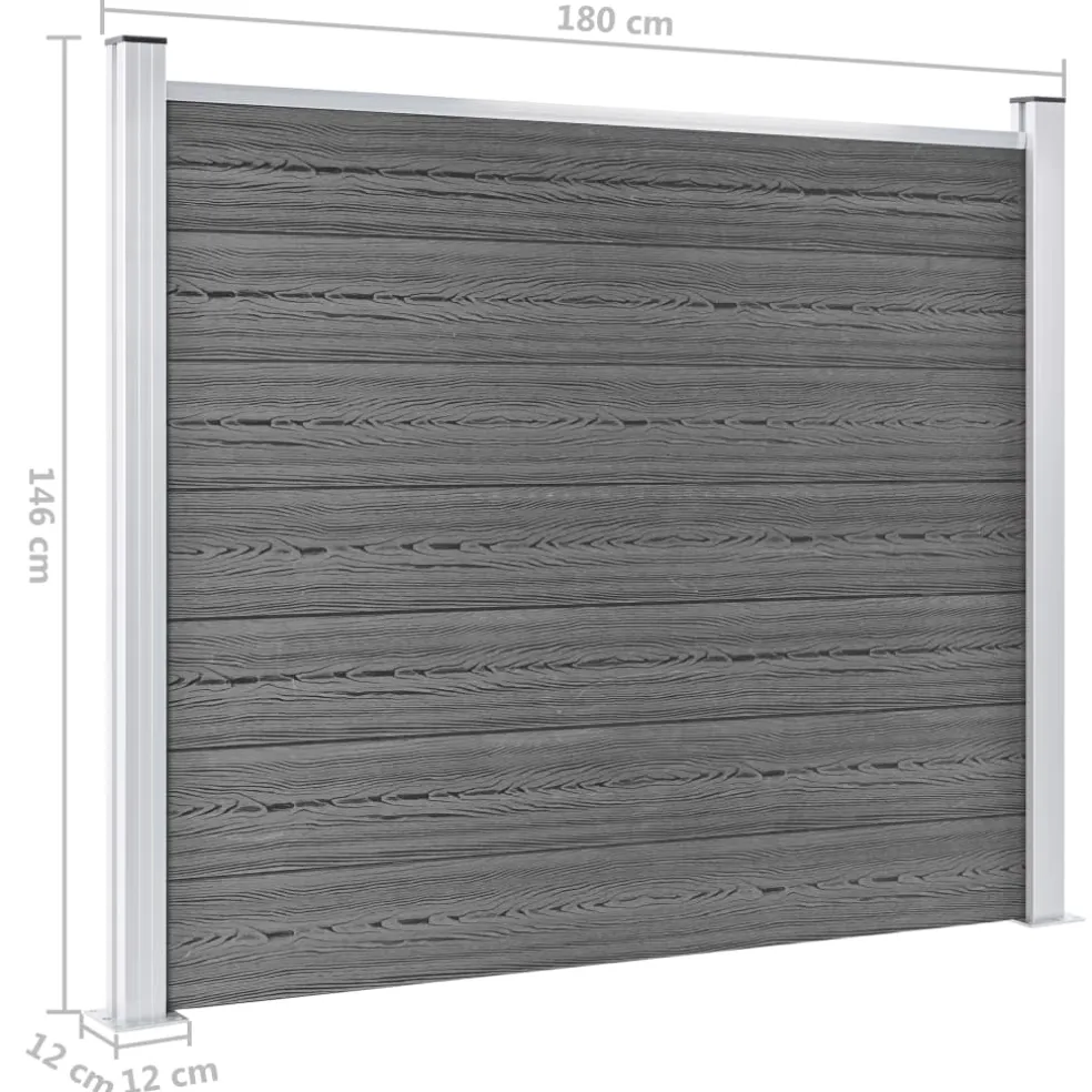 vidaXL Schuttingpanelenset 872x146 cm HKC grijs