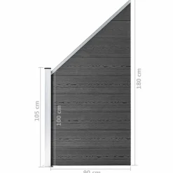 vidaXL Schuttingpanelenset 1484x(105-186) cm HKC zwart